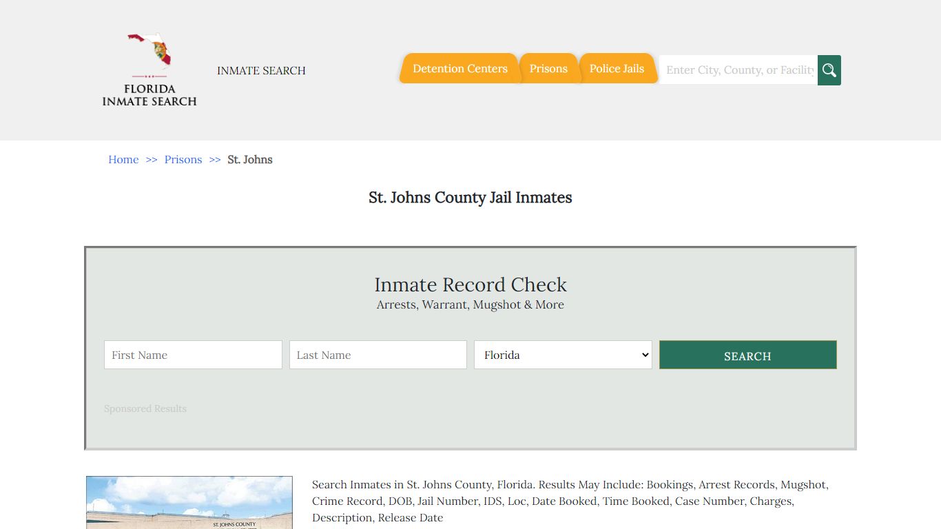 St. Johns County Jail Inmates | Florida Inmate Search