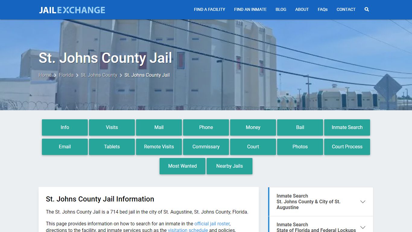 St. Johns County Jail, FL Inmate Search, Information